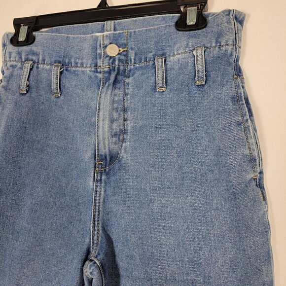 Redial Women's High Rise Paperbag Waist Straight Leg Light Wash Jean Sz 4 (EU34) - Picture 4 of 16